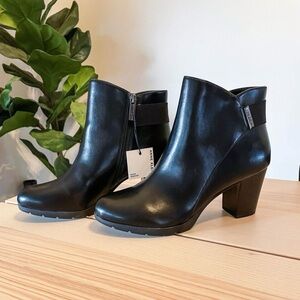 Anne Klein Ruby Black Leather Ankle Booties